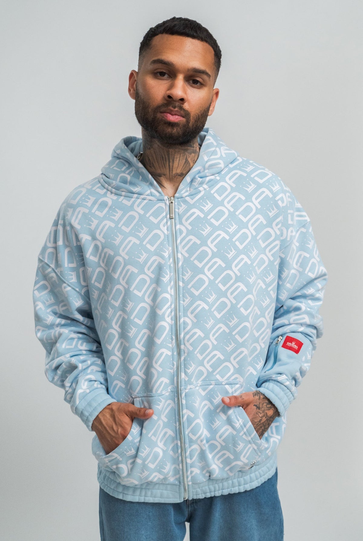 Dada Supreme All Over Zip Hoodie Baby Blue
