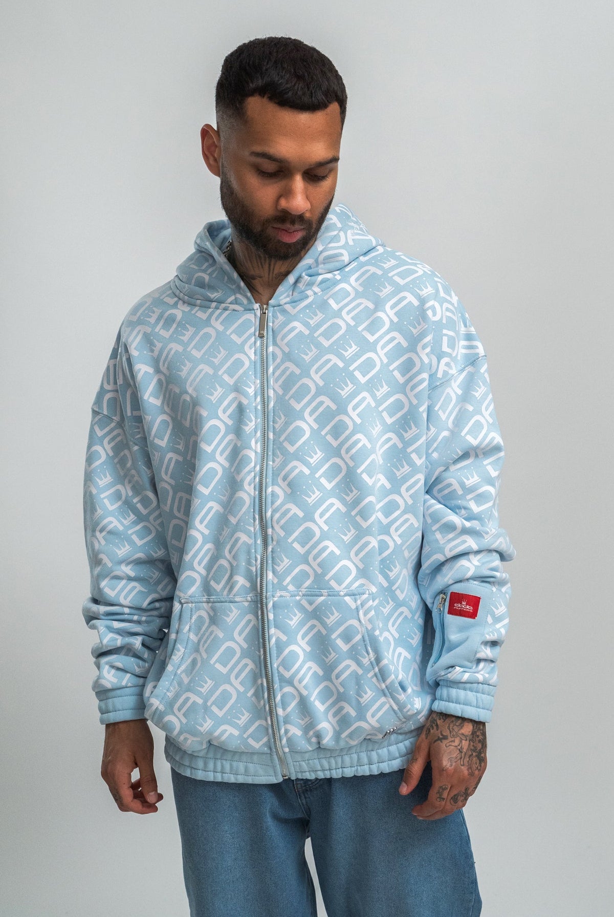 Dada Supreme All Over Zip Hoodie Baby Blue