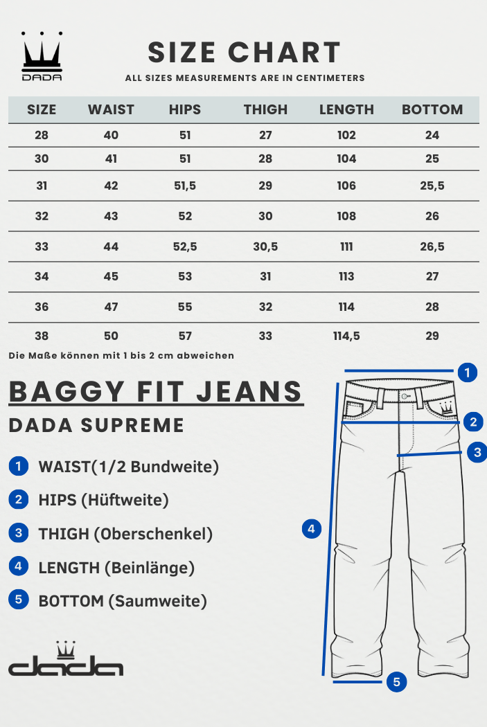 DADA Supreme Supreme Baggy Fit Jeans Light Blue - Soulsideshop