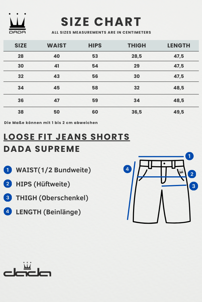 Dada Supreme Goth Logo Embroiderry Baggy Jeans Shorts Intense Blue Wash - Soulsideshop