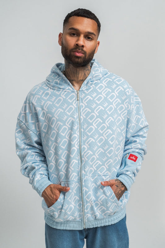 Dada Supreme All Over Zip Hoodie Baby Blue