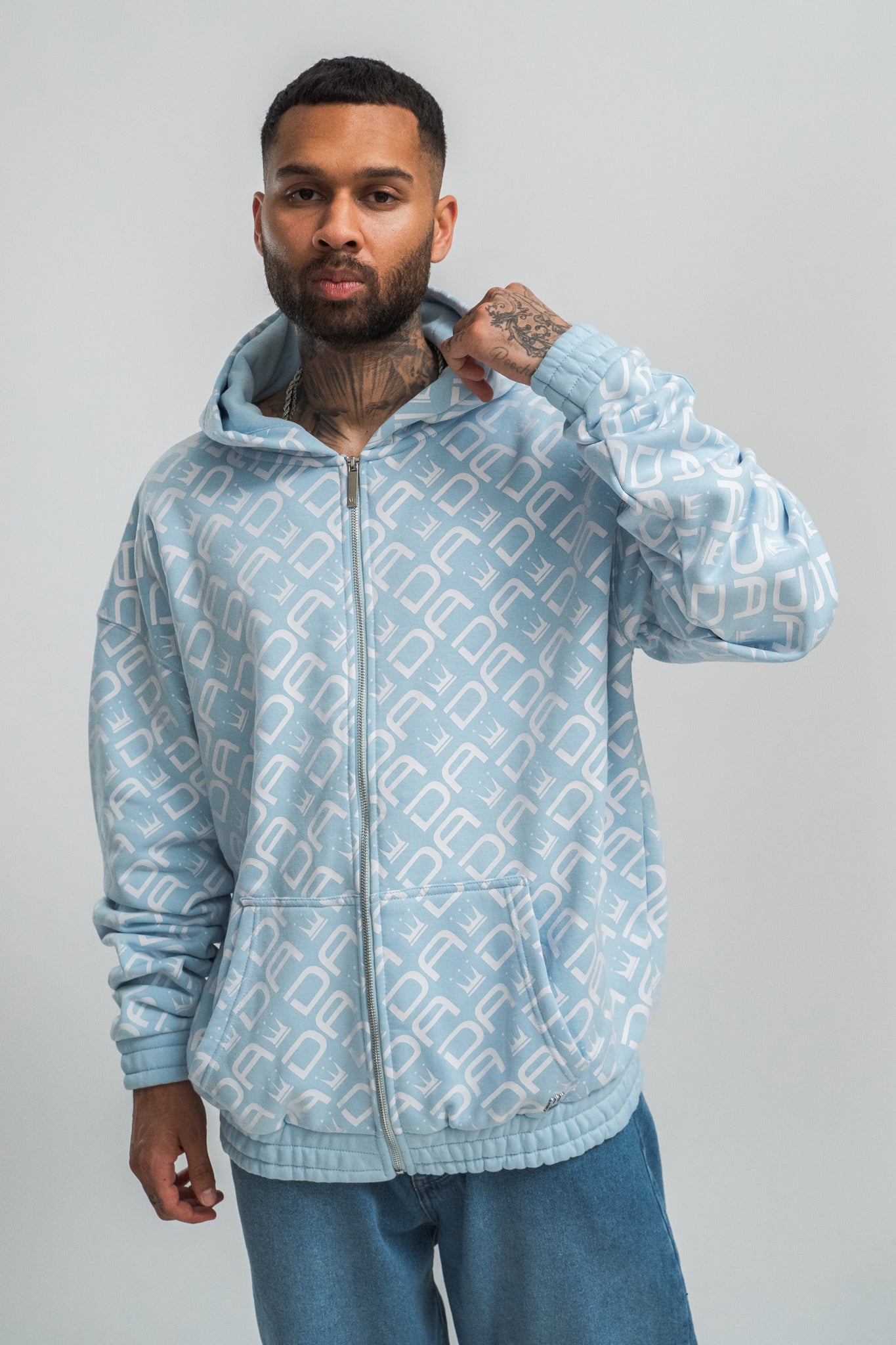 Dada Supreme All Over Zip Hoodie Baby Blue