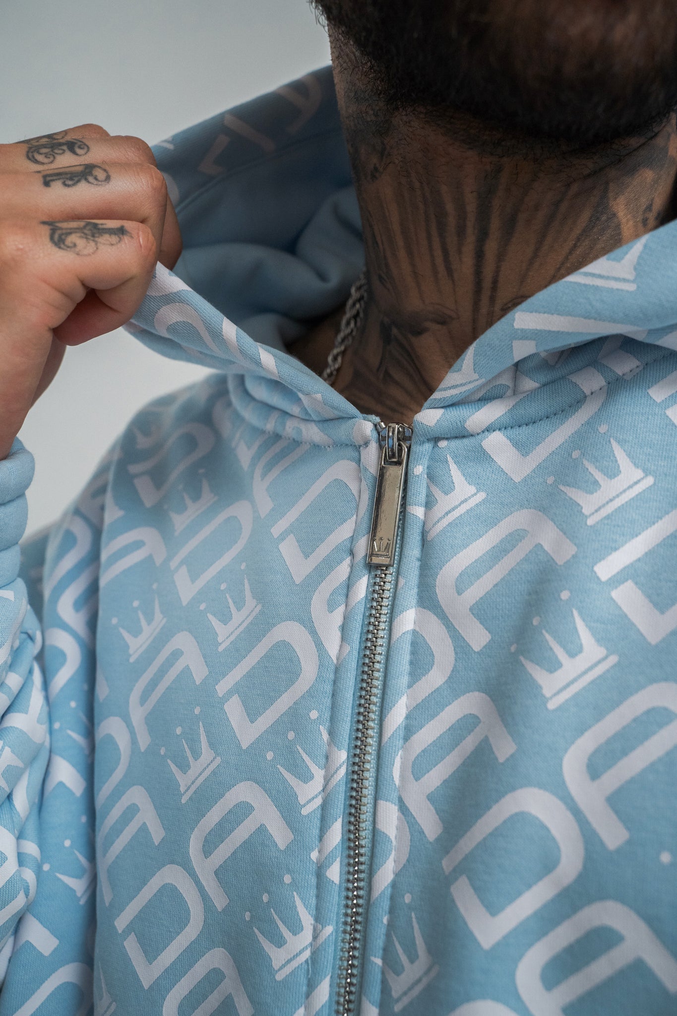 Dada Supreme All Over Zip Hoodie Baby Blue