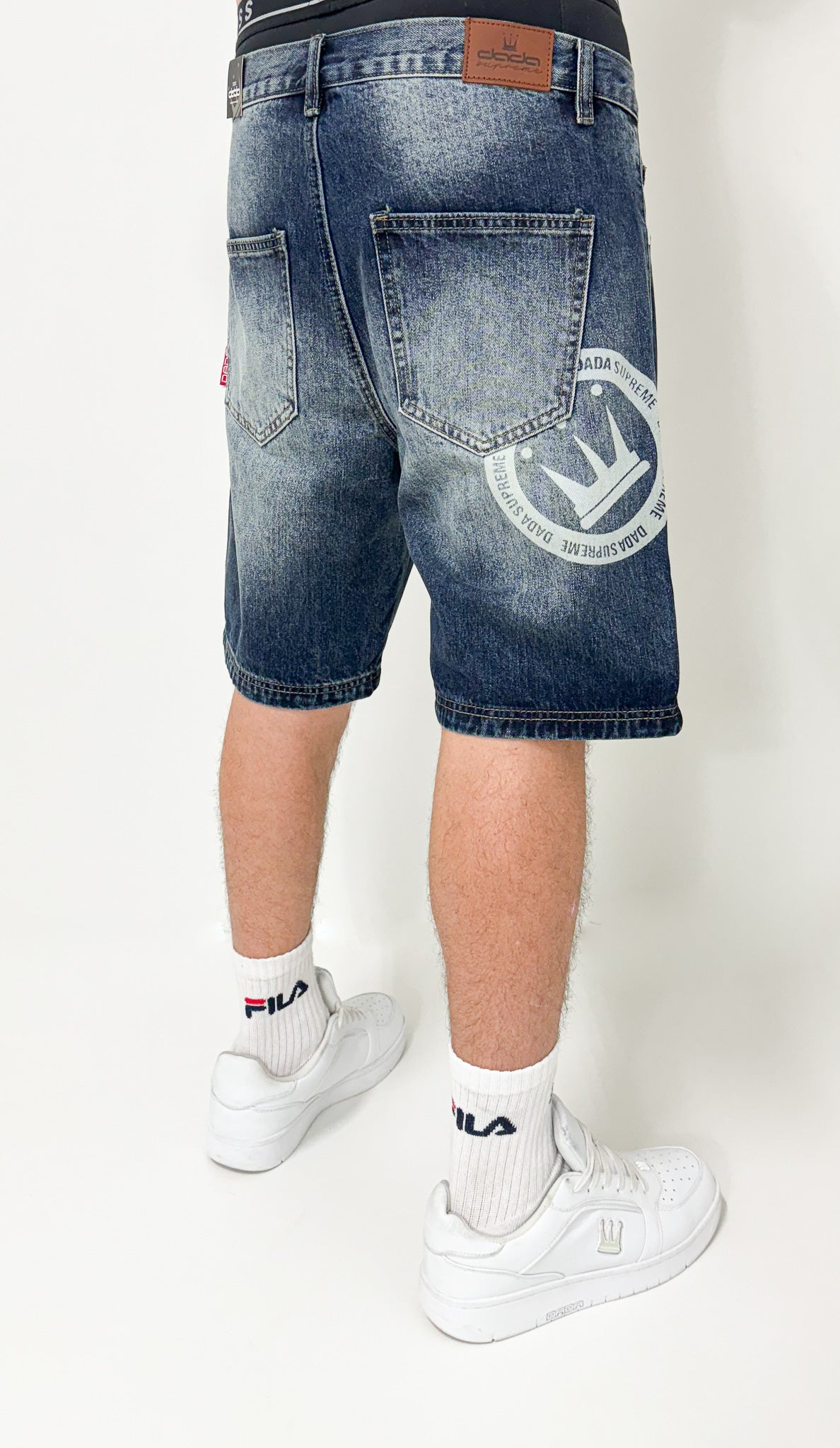 Dada Supreme Double Crown Coin Jeans Shorts Washed Blue