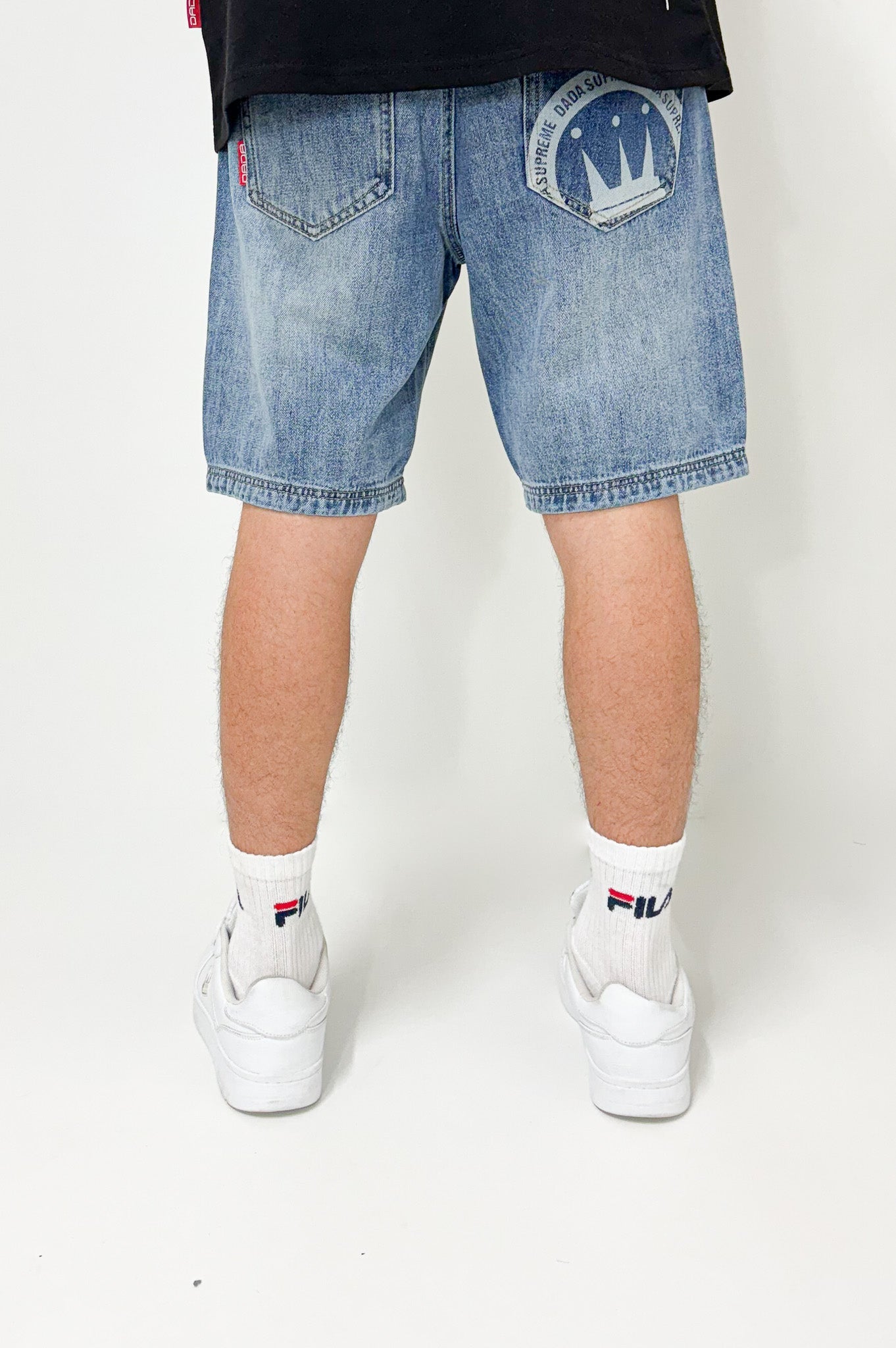 Dada Supreme Coin Crown Jeans Shorts Washed Blue