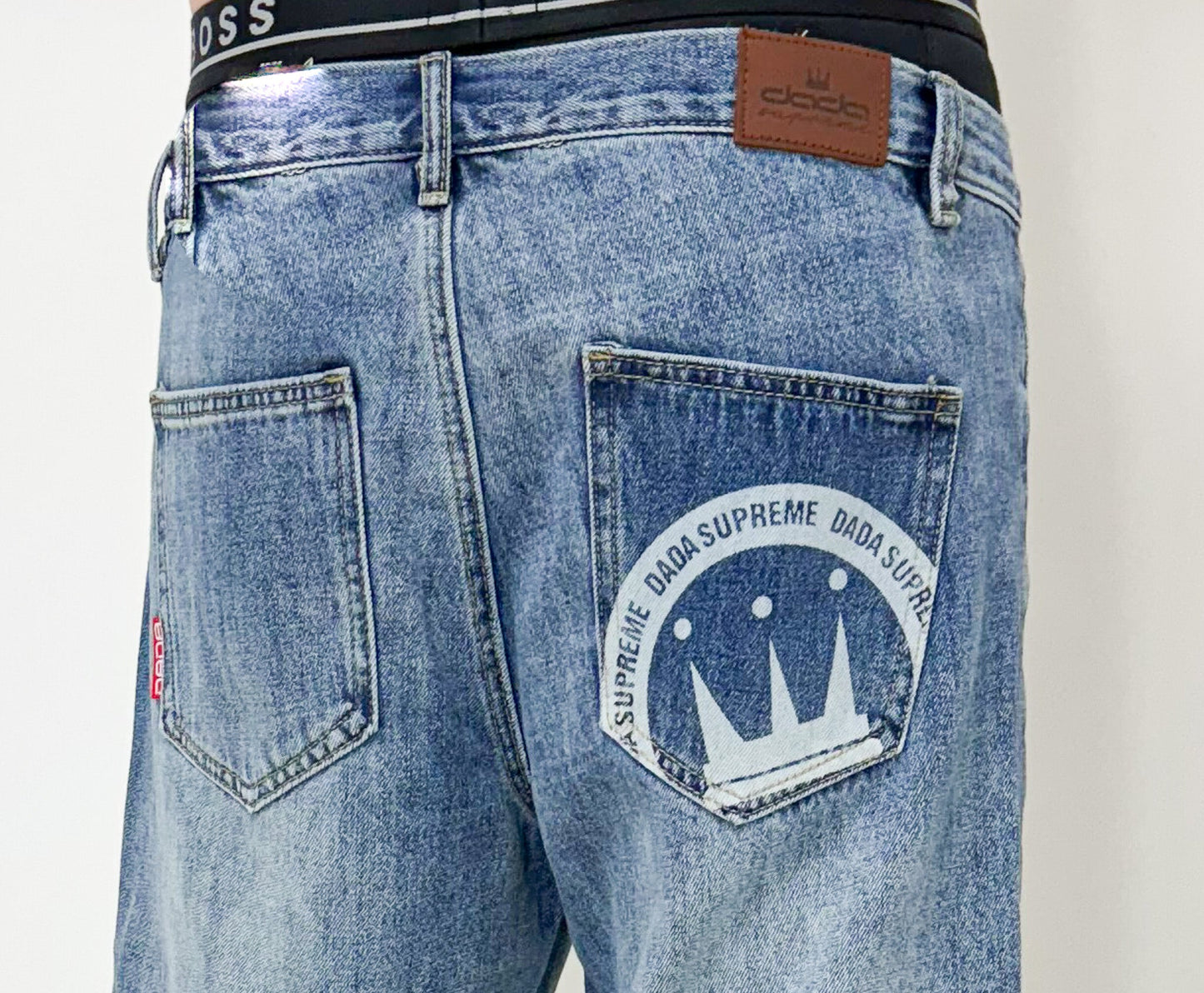 Dada Supreme Coin Crown Jeans Shorts Washed Blue