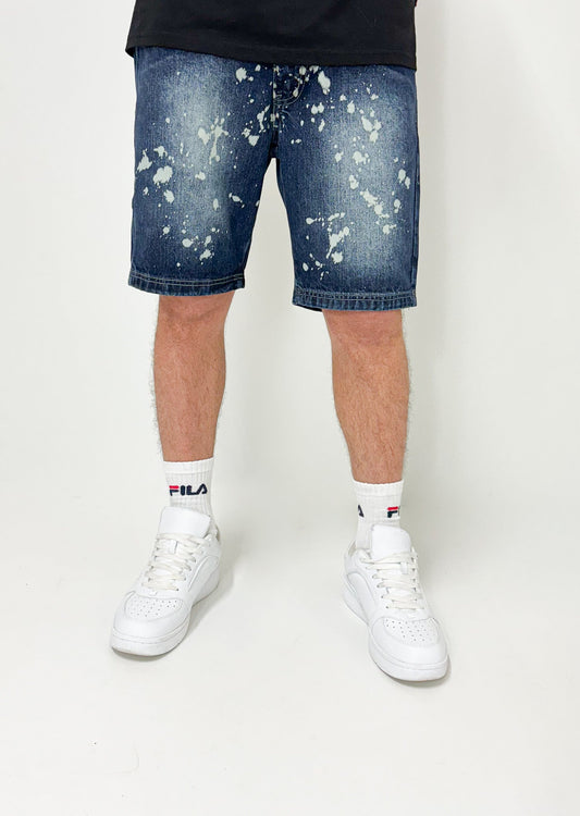 Dada Supreme Splatter Jeans Shorts Intense Blue