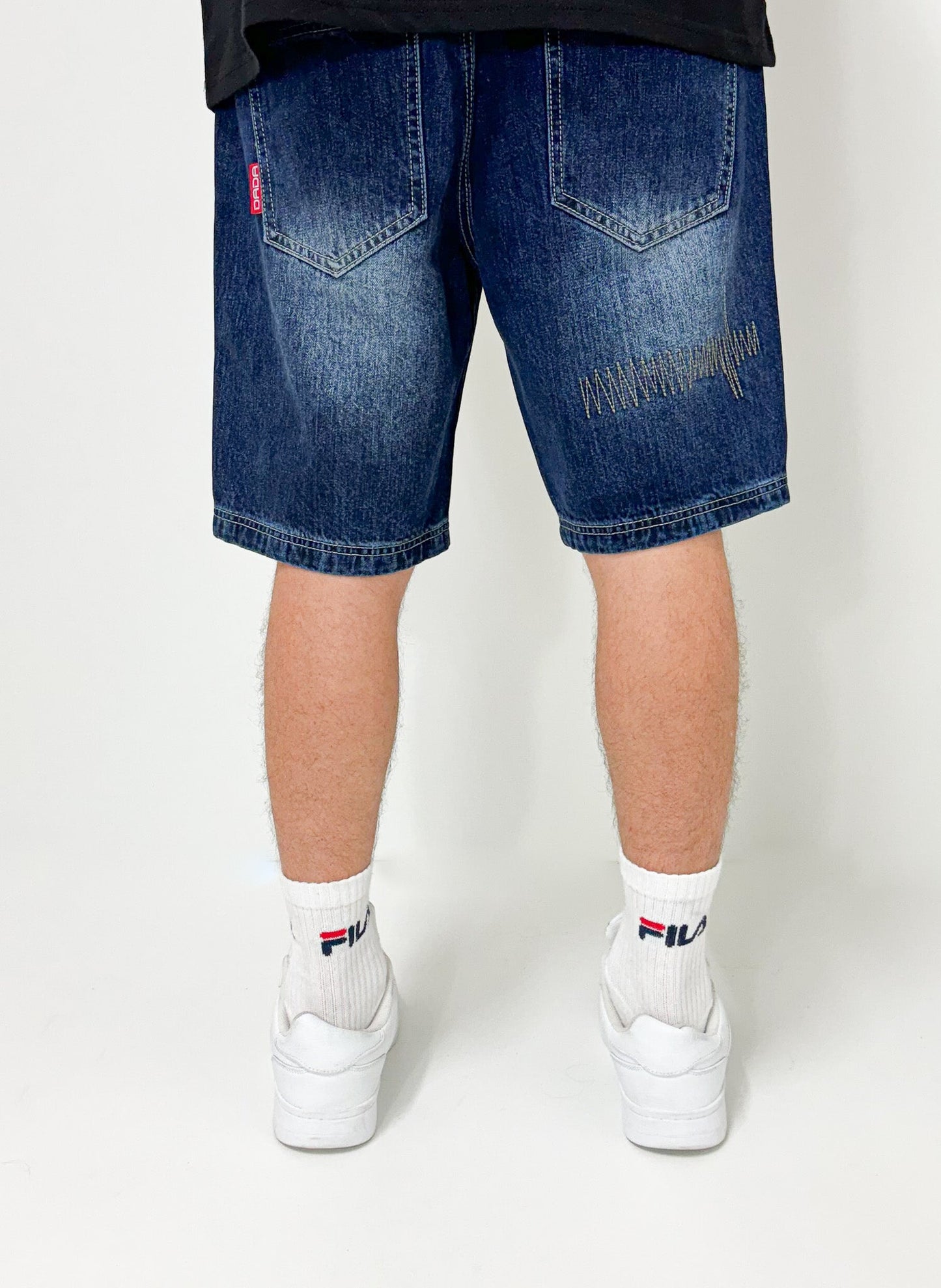 Dada Supreme Goth Logo Embroiderry Jeans Shorts Intense Blue Wash