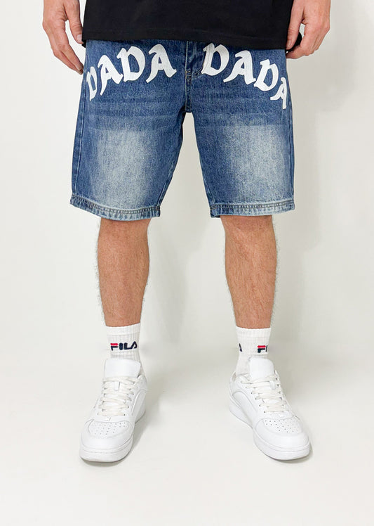 Dada Supreme Front Logo Jeans Shorts Intense Washed Blue