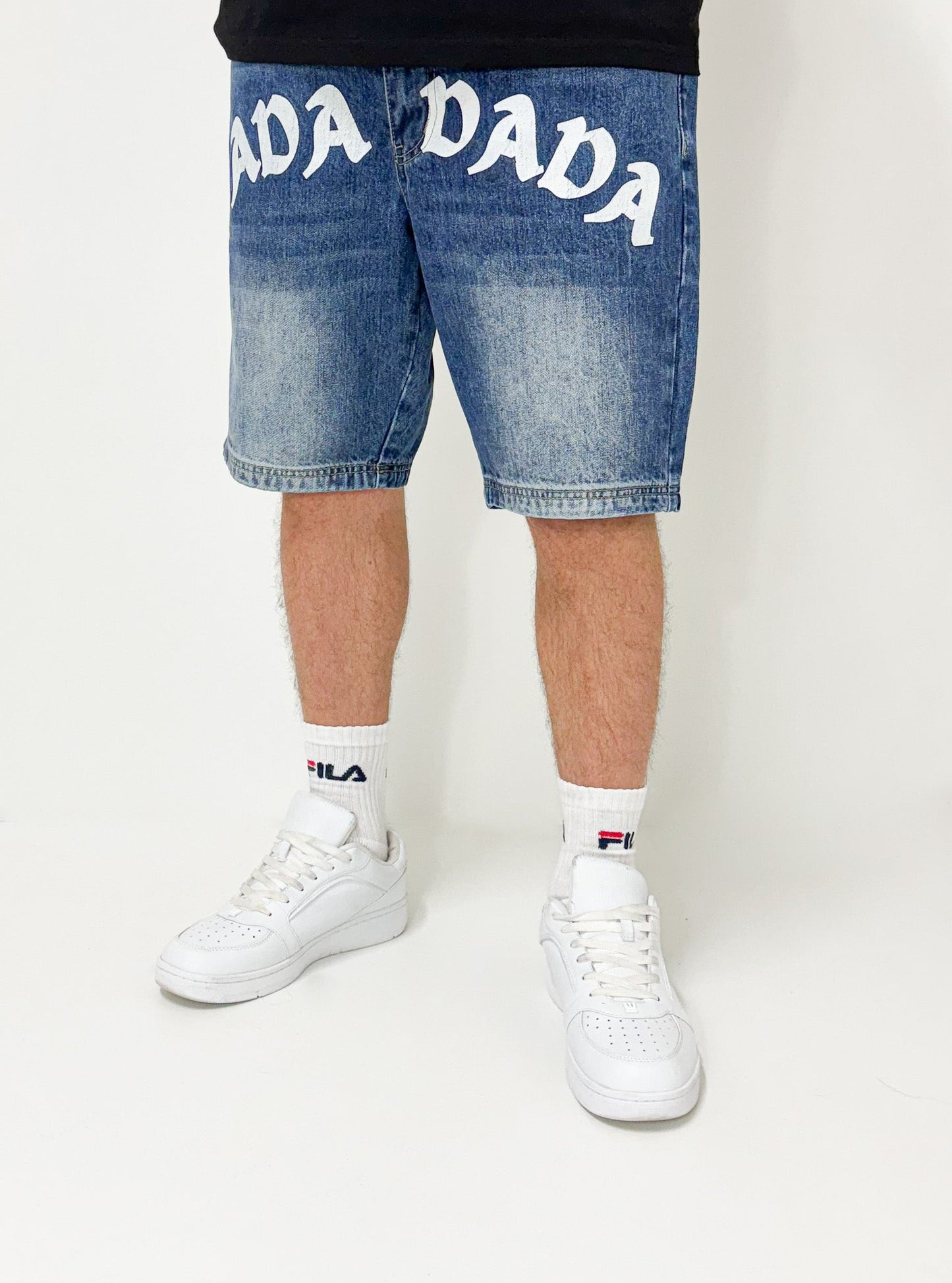 Dada Supreme Front Logo Jeans Shorts Intense Washed Blue