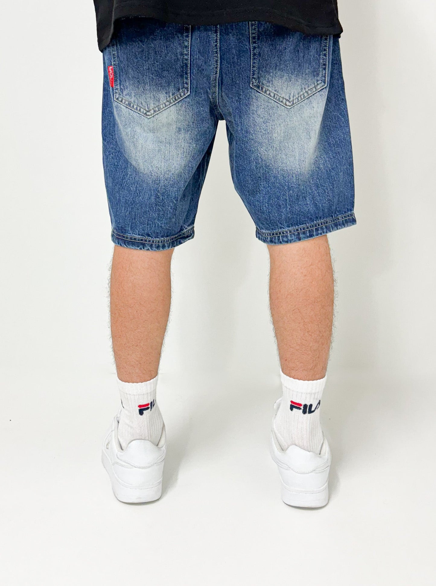 Dada Supreme Front Logo Jeans Shorts Intense Washed Blue