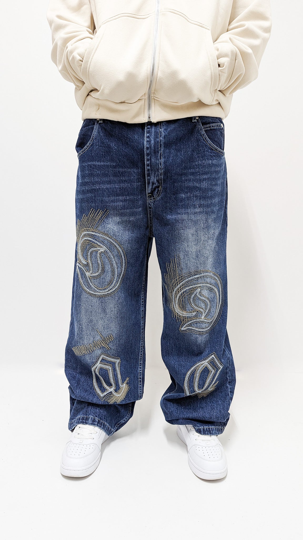 Dada Supreme Goth Letters Baggy Jeans Blue