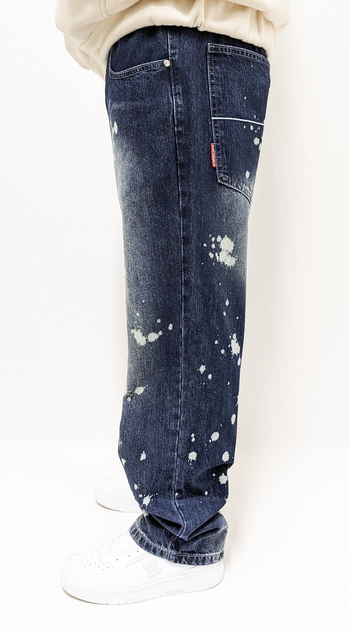 Dada Supreme Splatter Loose Fit Jeans in Intense Blue Wash - Soulsideshop