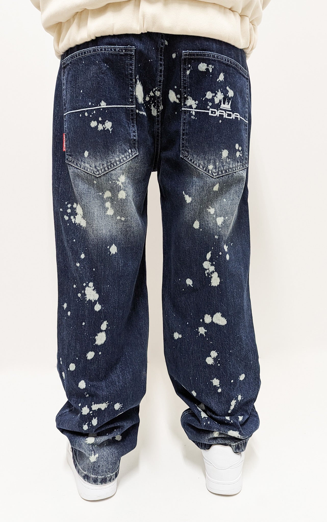 Dada Supreme Splatter Loose Fit Jeans in Intense Blue Wash - Soulsideshop