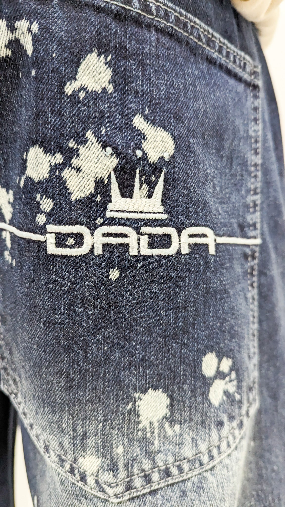 Dada Supreme Splatter Loose Fit Jeans in Intense Blue Wash - Soulsideshop