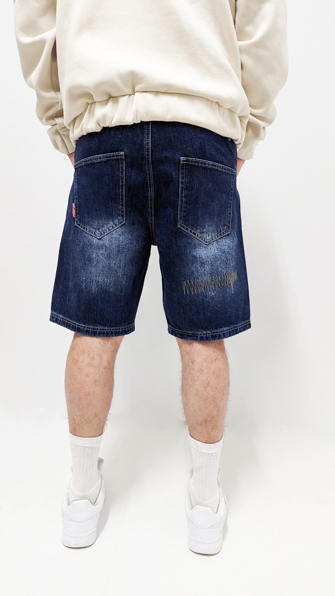 Dada Supreme Goth Logo Embroiderry Baggy Fit Jeans Shorts Intense Blue Wash - Soulsideshop