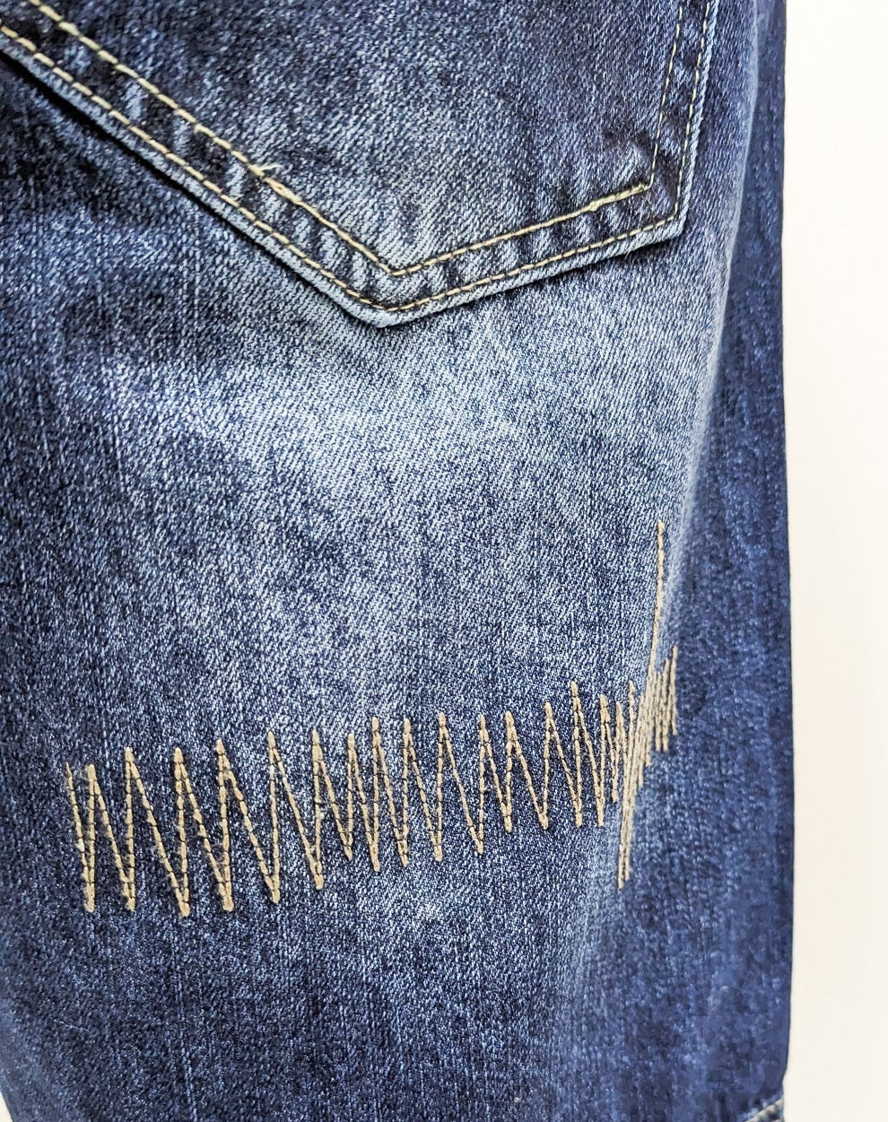 Dada Supreme Goth Logo Embroiderry Baggy Fit Jeans Shorts Intense Blue Wash - Soulsideshop