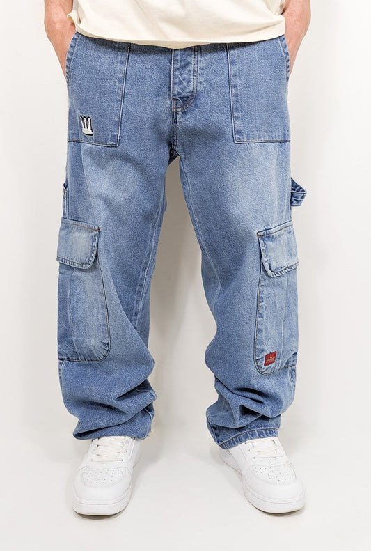 DADA Supreme Worker Cargo Baggy 2.0 Jeans Blue - Soulsideshop