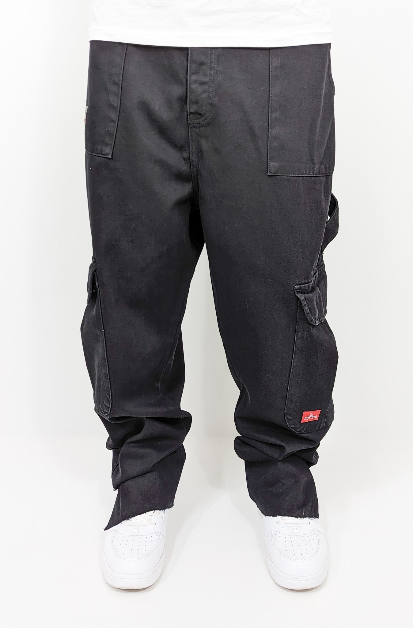 DADA Supreme Cut Off Cargo Baggy Jeans Black - Soulsideshop