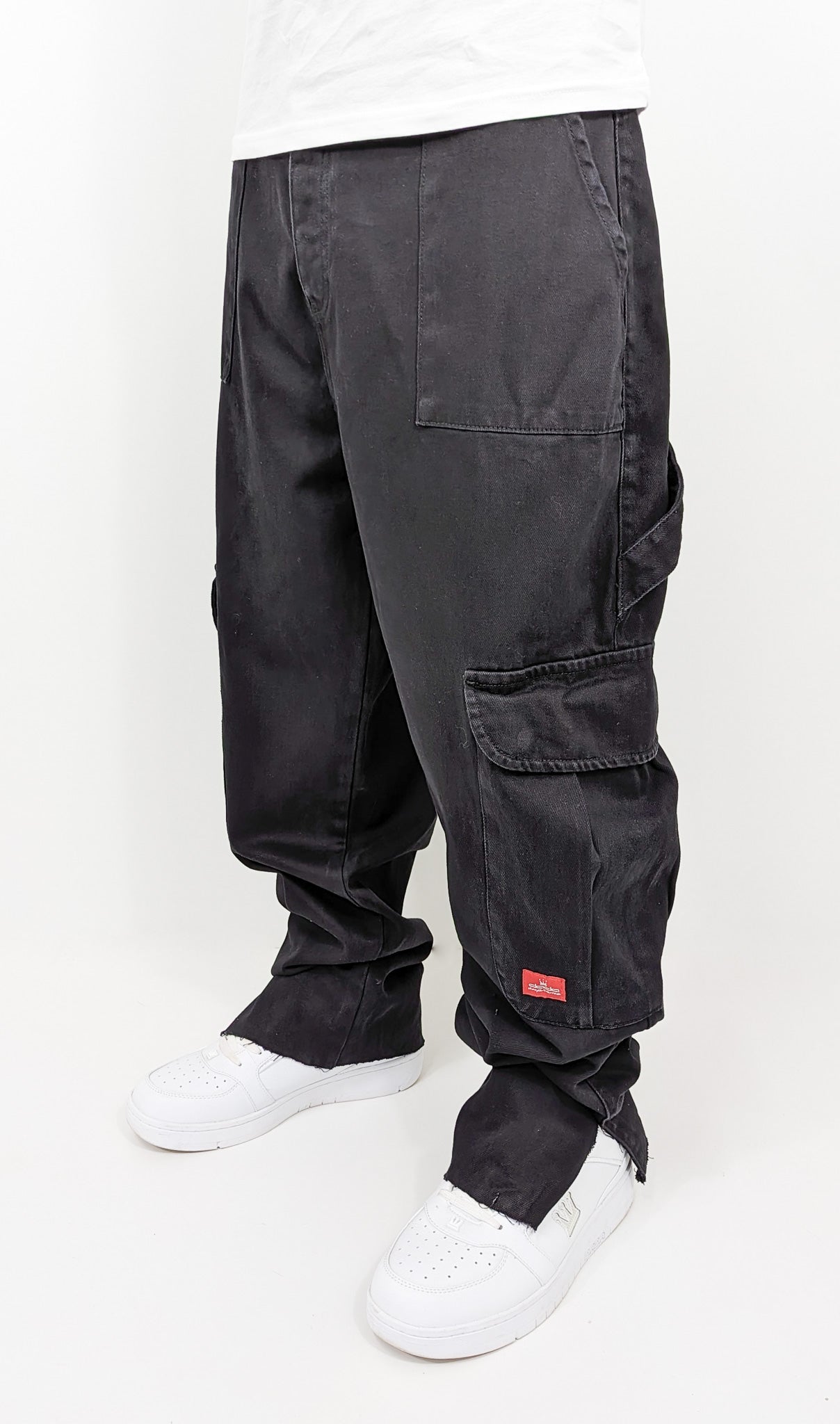 DADA Supreme Cut Off Cargo Baggy Jeans Black - Soulsideshop