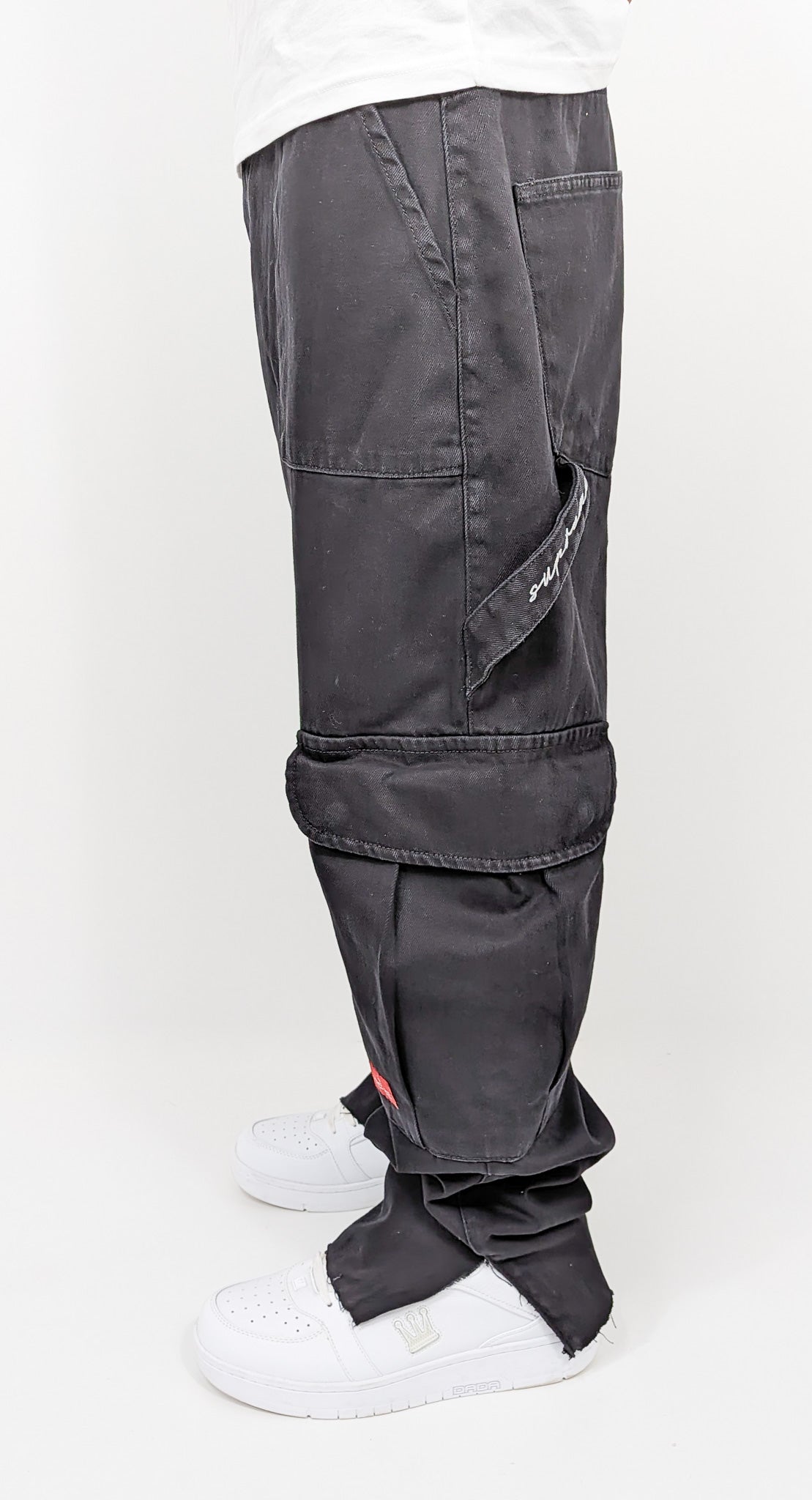 DADA Supreme Cut Off Cargo Baggy Jeans Black - Soulsideshop