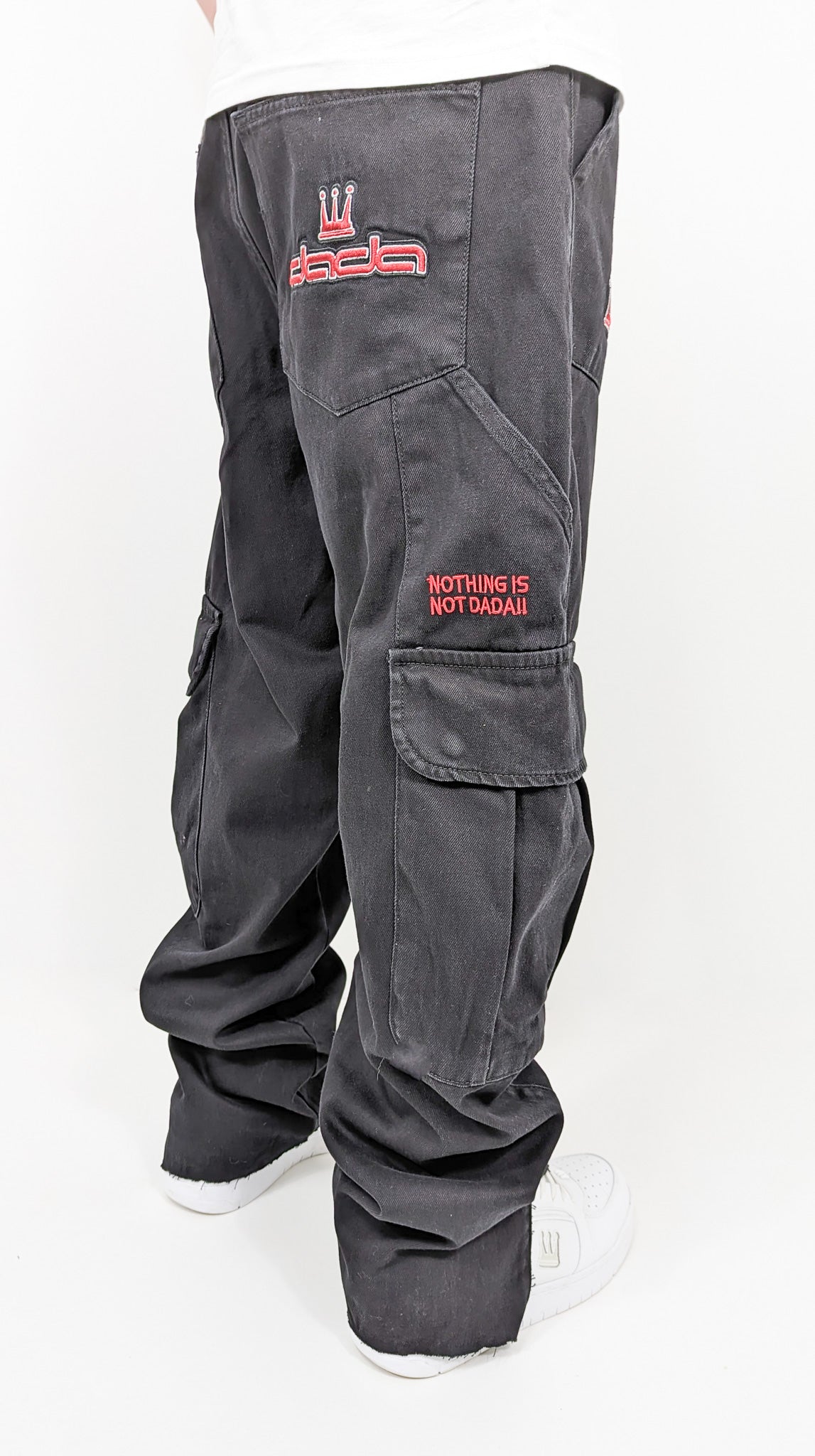 DADA Supreme Cut Off Cargo Baggy Jeans Black - Soulsideshop