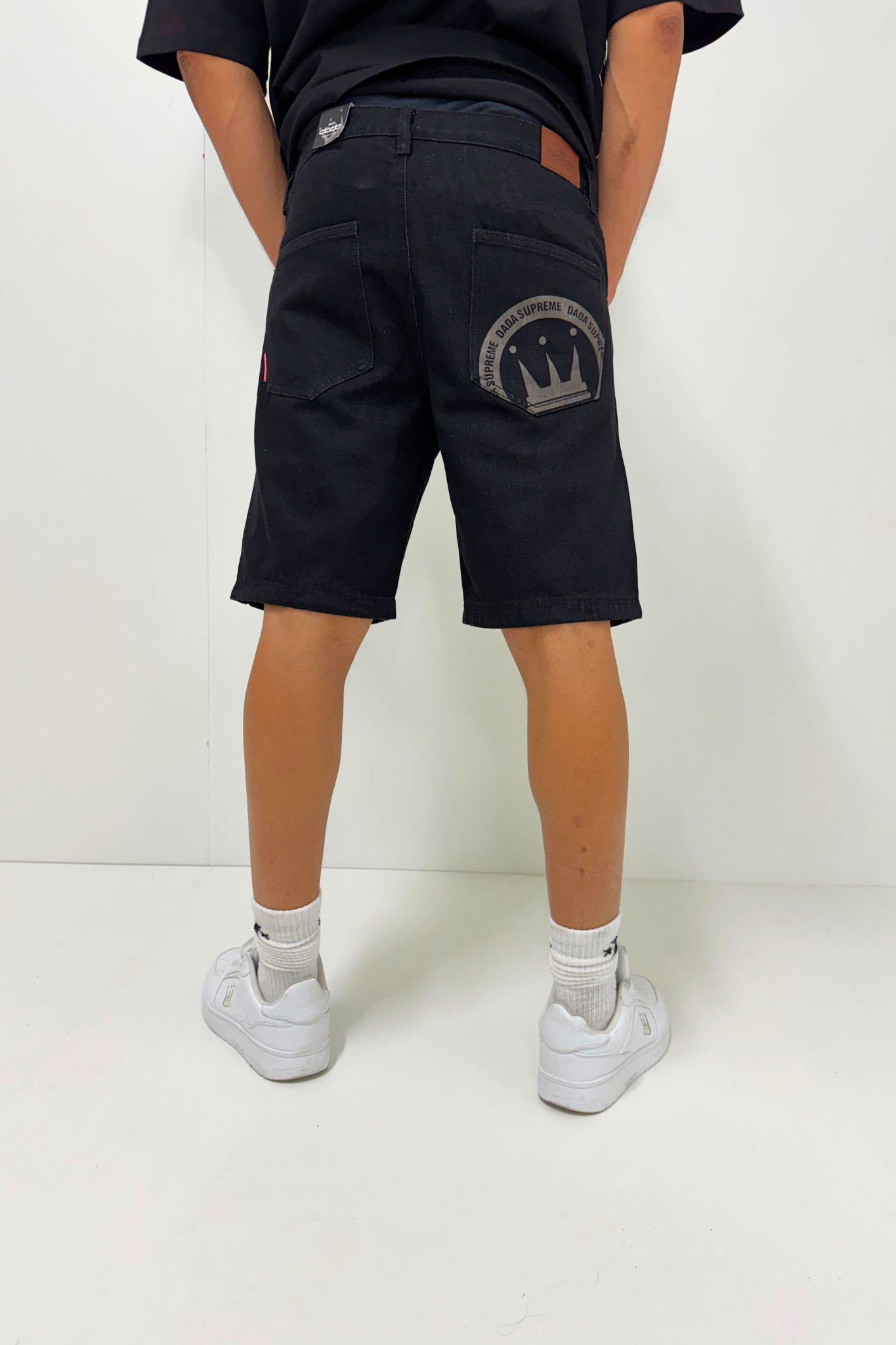 Dada Supreme Coin Crown Jeans Shorts Washed Black